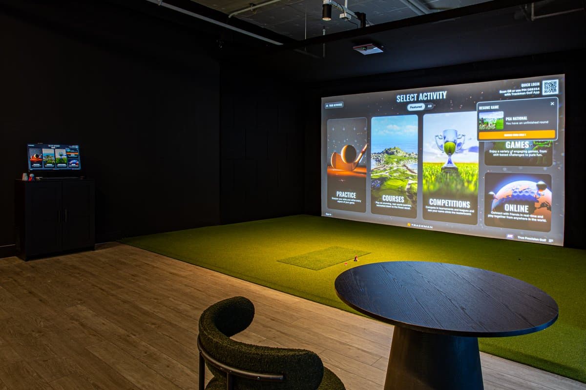 Spacious Open TrackMan iO Golf Simulator Bay at True Precision Golf Pickering